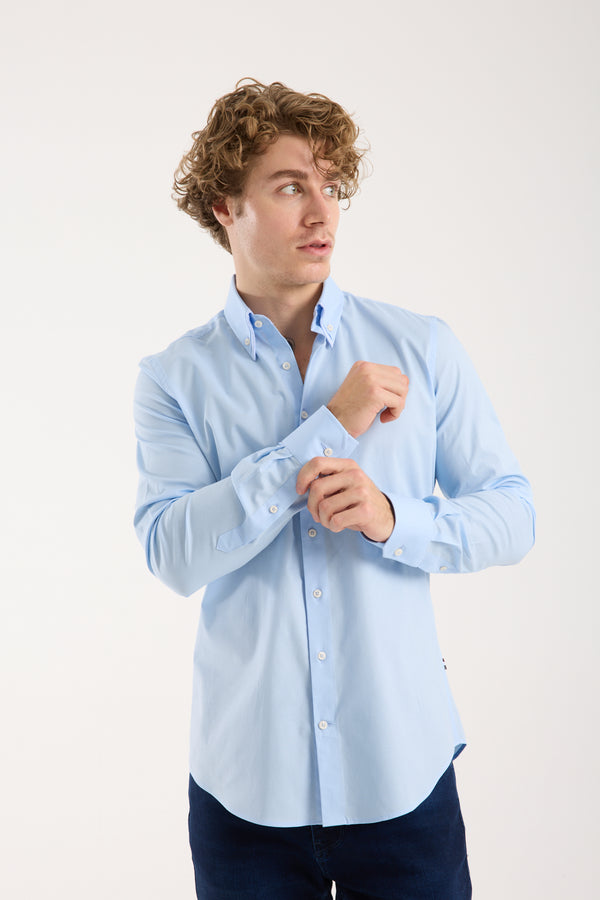 Sport Poplin Stretch Man Shirt Light Blue