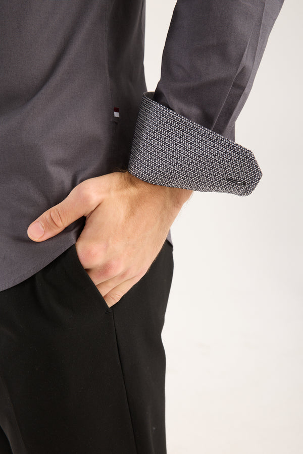 Sport Poplin Stretch Man Shirt Grey