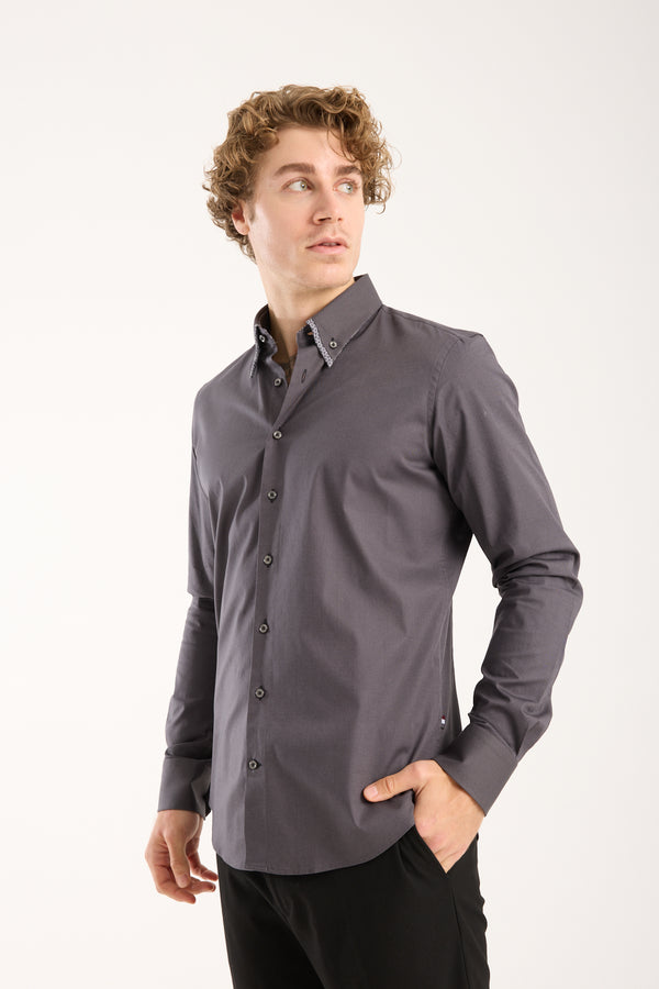 Sport Poplin Stretch Man Shirt Grey