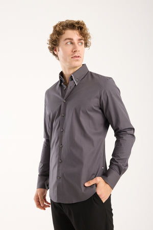 Sport Poplin Stretch Man Shirt Grey