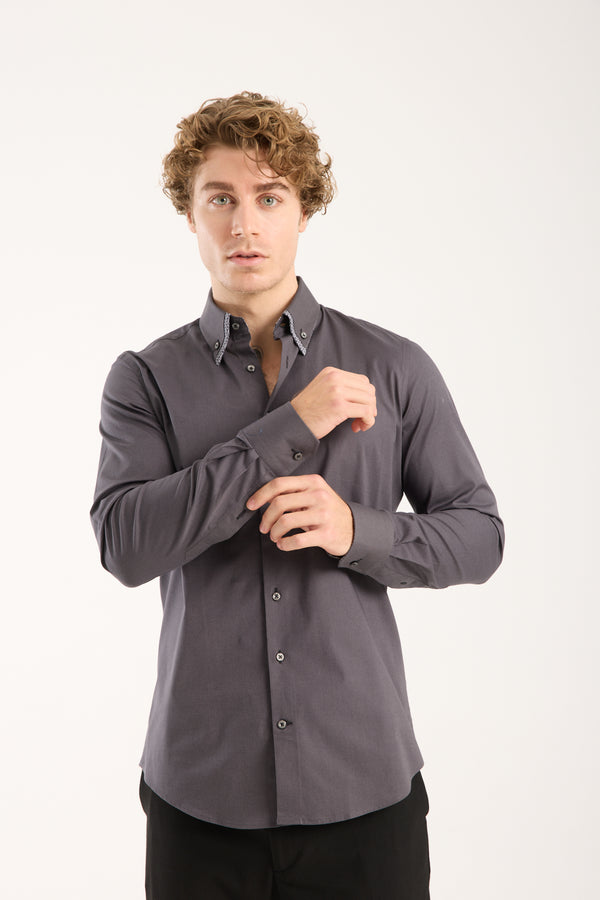 Sport Poplin Stretch Man Shirt Grey