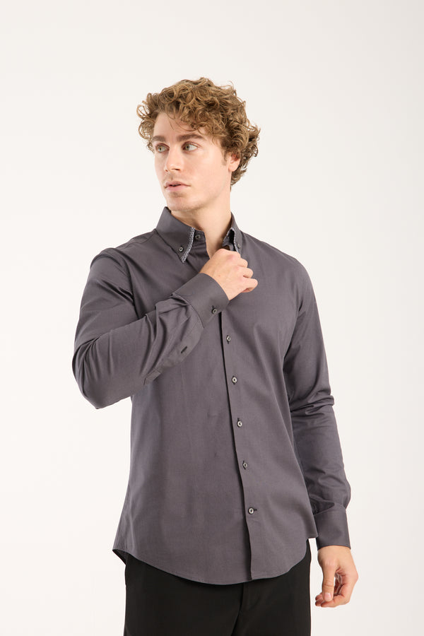 Sport Poplin Stretch Man Shirt Grey