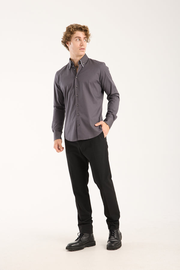 Sport Poplin Stretch Man Shirt Grey