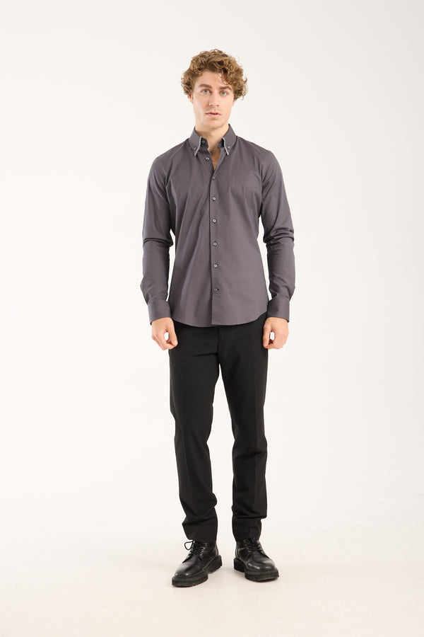 Sport Poplin Stretch Man Shirt Grey