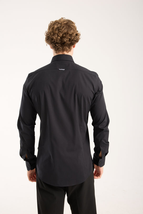 Sport Poplin Stretch Man Shirt Black