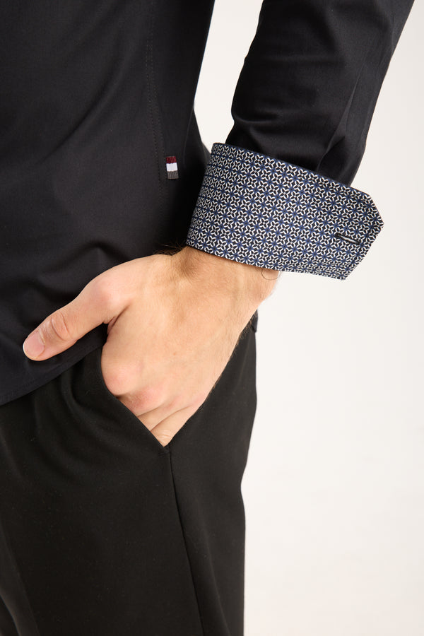 Sport Poplin Stretch Man Shirt Black