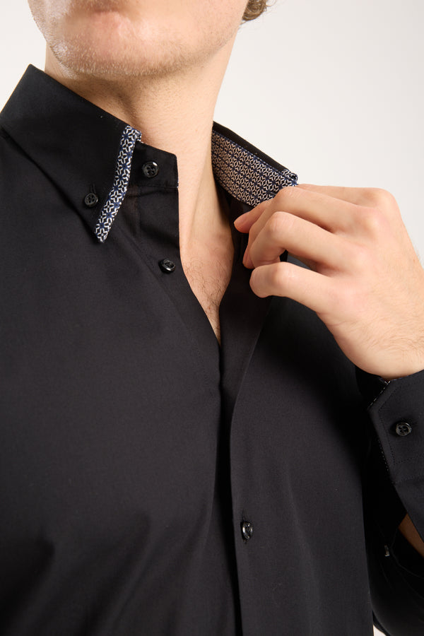 Sport Poplin Stretch Man Shirt Black