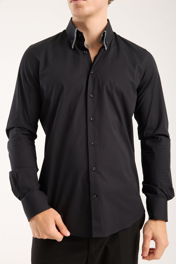 Sport Poplin Stretch Man Shirt Black