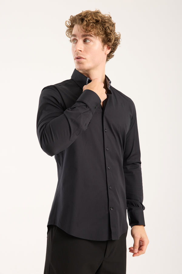 Sport Poplin Stretch Man Shirt Black