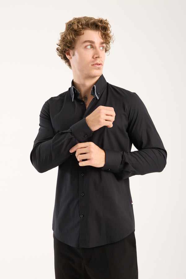 Sport Poplin Stretch Man Shirt Black