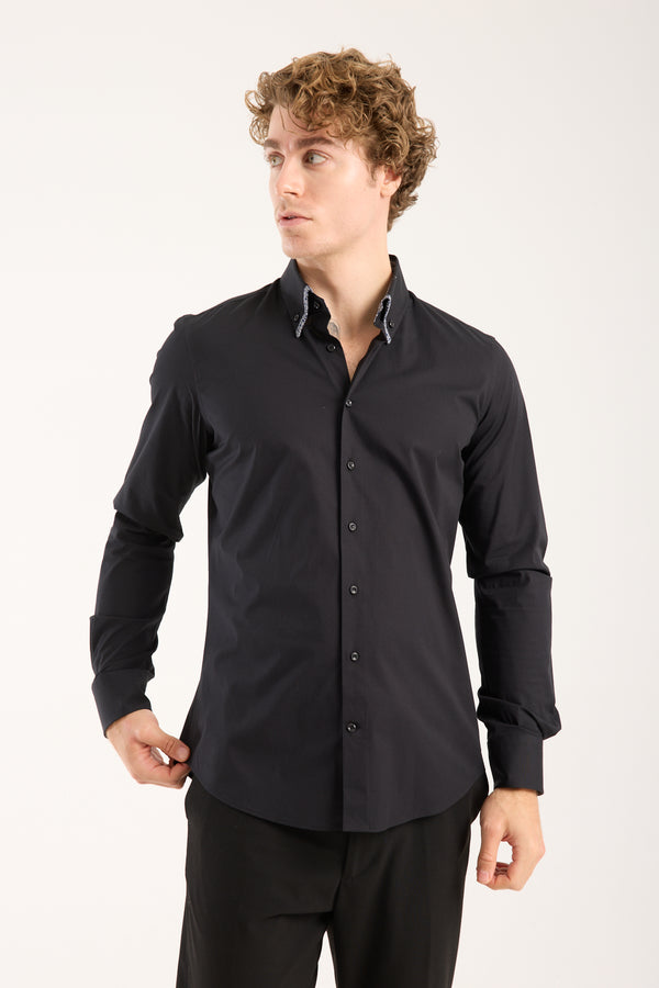 Sport Poplin Stretch Man Shirt Black