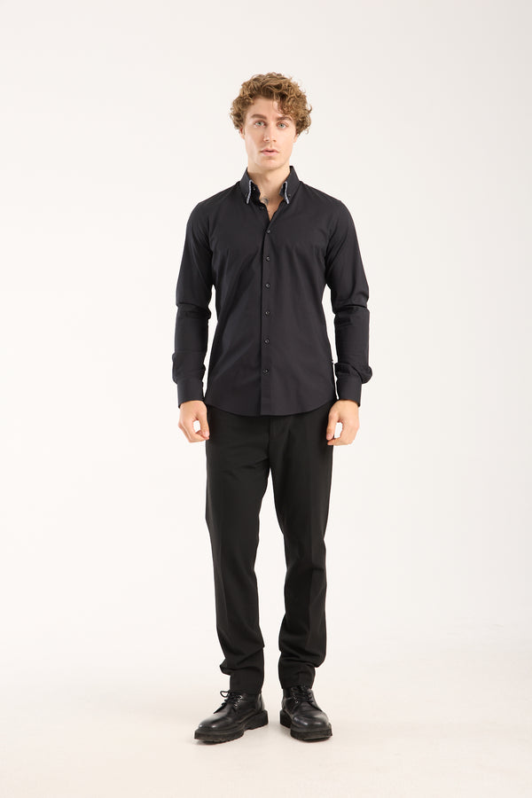 Sport Poplin Stretch Man Shirt Black