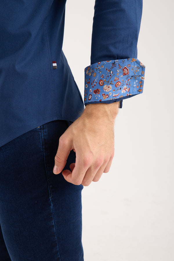 Sport Poplin Stretch Man Shirt Blue