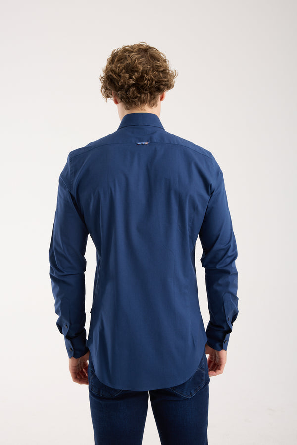Sport Poplin Stretch Man Shirt Blue