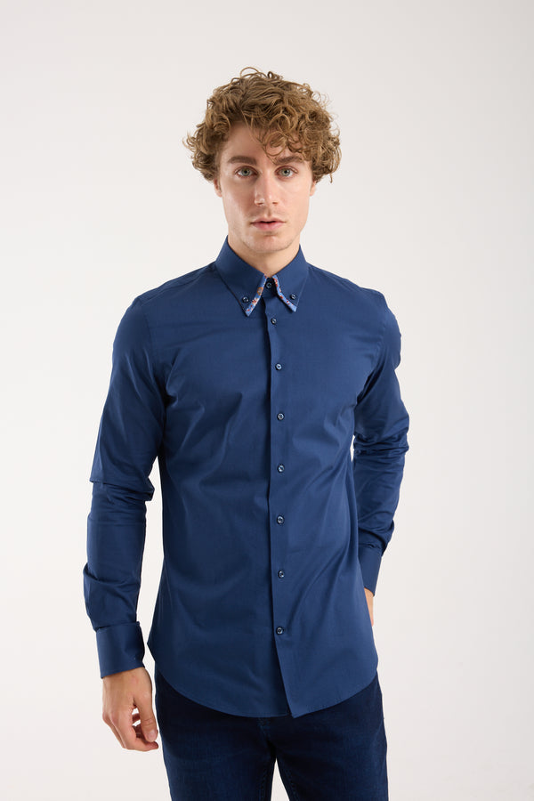 Sport Poplin Stretch Man Shirt Blue