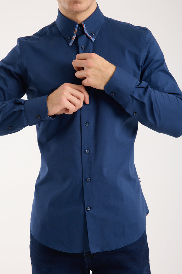 Sport Poplin Stretch Man Shirt Blue