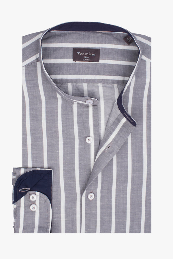 Camicia Uomo Caravaggio Sport Lino Grigio Bianco