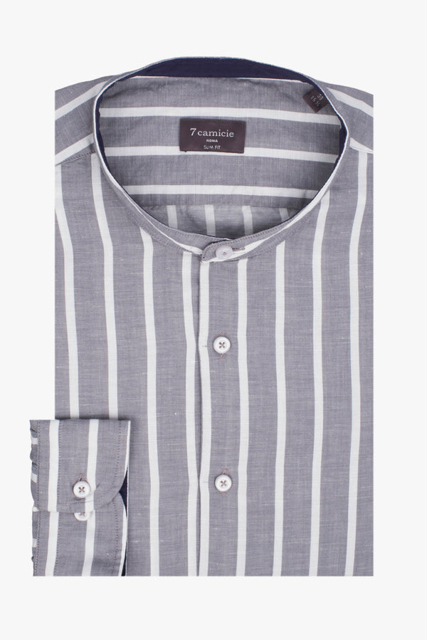 Camicia Uomo Caravaggio Sport Lino Grigio Bianco