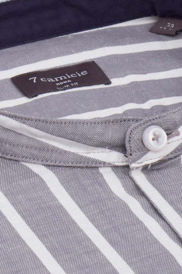 Camicia Uomo Caravaggio Sport Lino Grigio Bianco