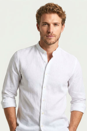 Caravaggio Essential Herren Hemd Leinen Weiss