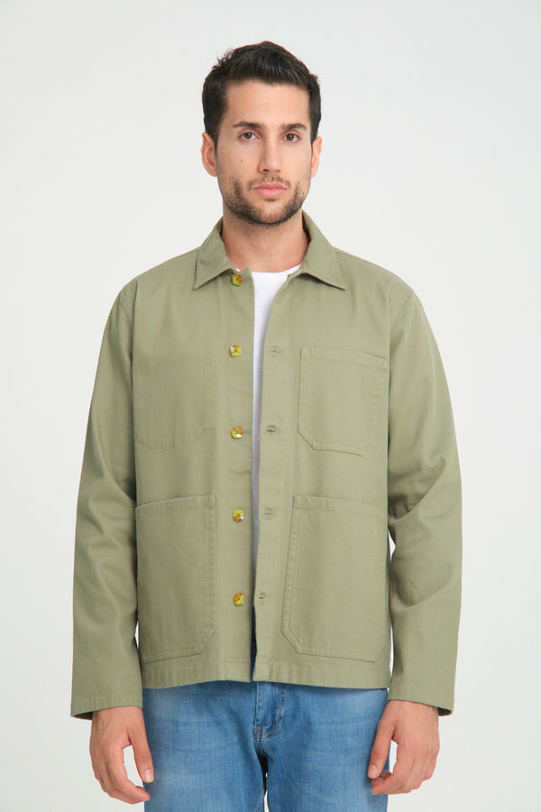 Overshirt Uomo Sport Popelin Stretch Verde