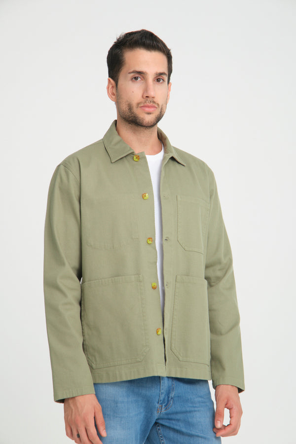 Sport Poplin Stretch Man Overshirt Green