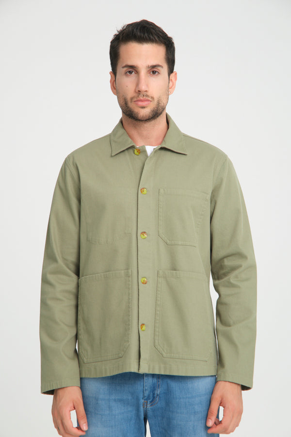 Sport Poplin Stretch Man Overshirt Green