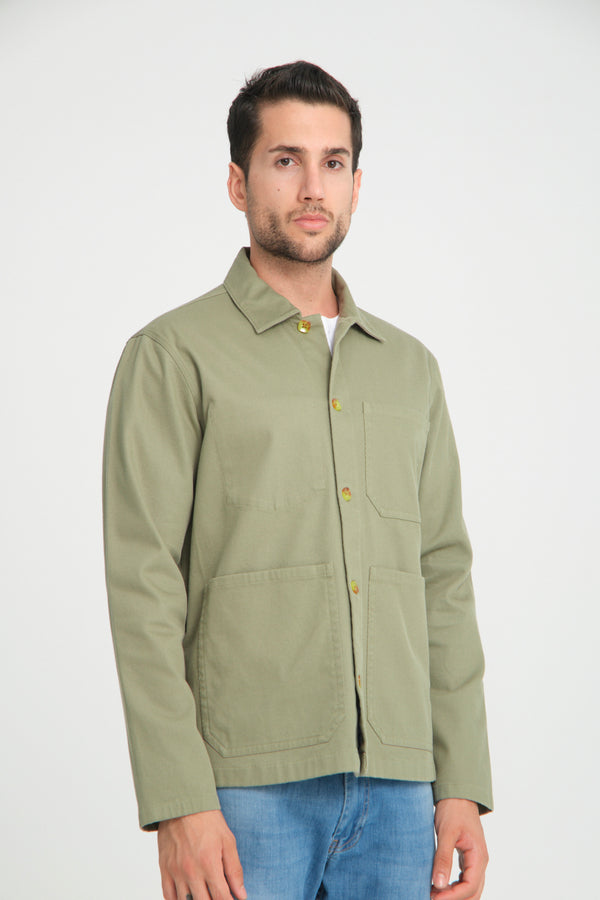 Sport Poplin Stretch Man Overshirt Green