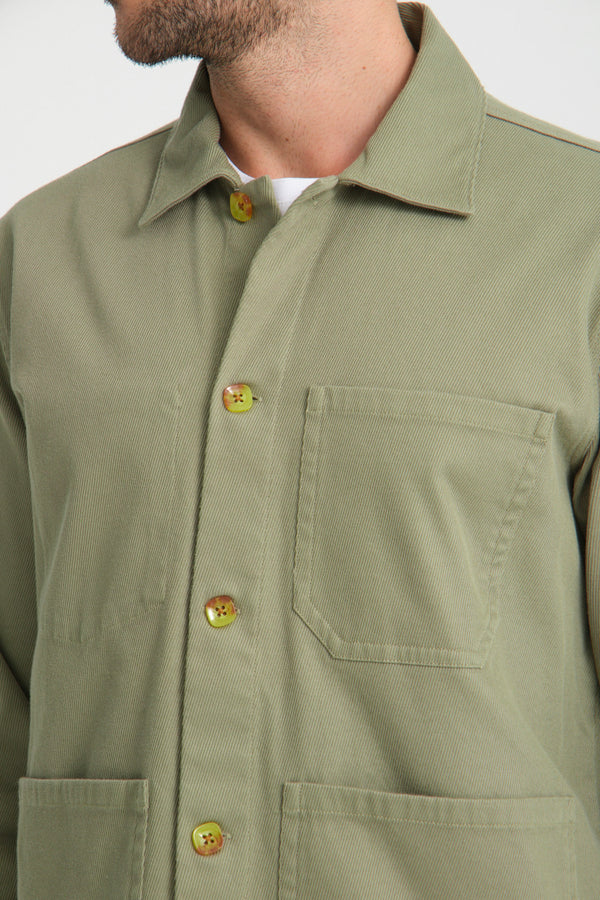 Sport Poplin Stretch Man Overshirt Green