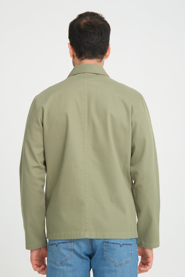 Sport Poplin Stretch Man Overshirt Green