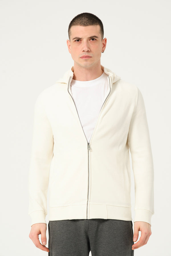 Sweat homme blanc à capuche