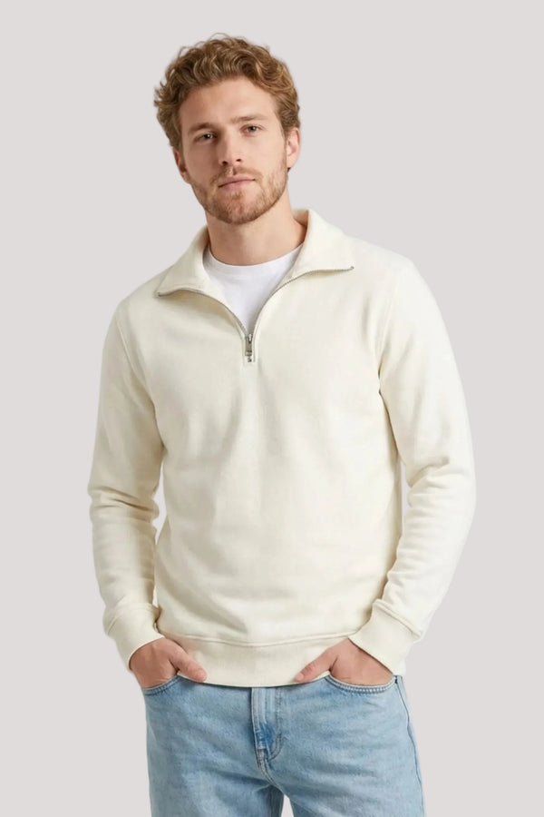 Suéter Blanco de Hombre con Cuello Ancho