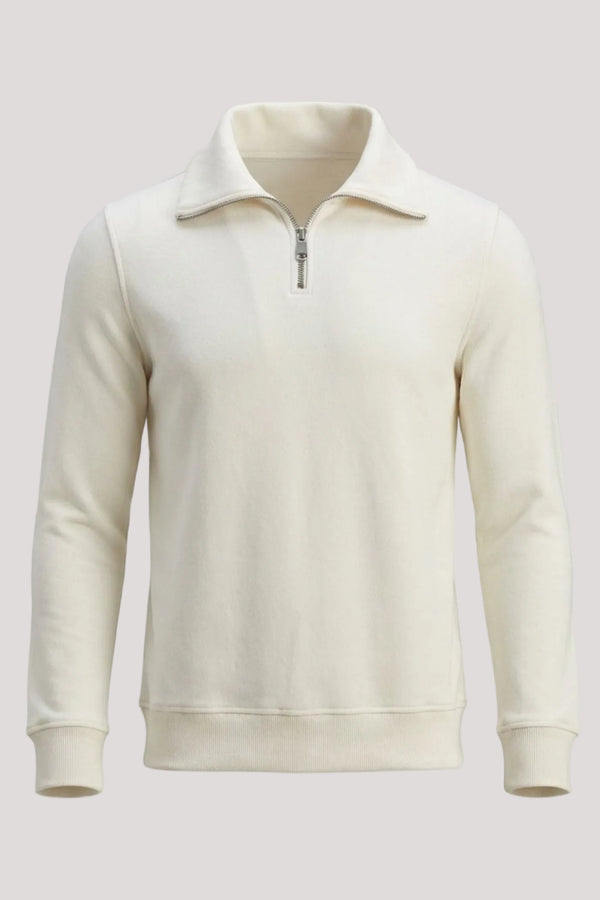 Suéter Blanco de Hombre con Cuello Ancho