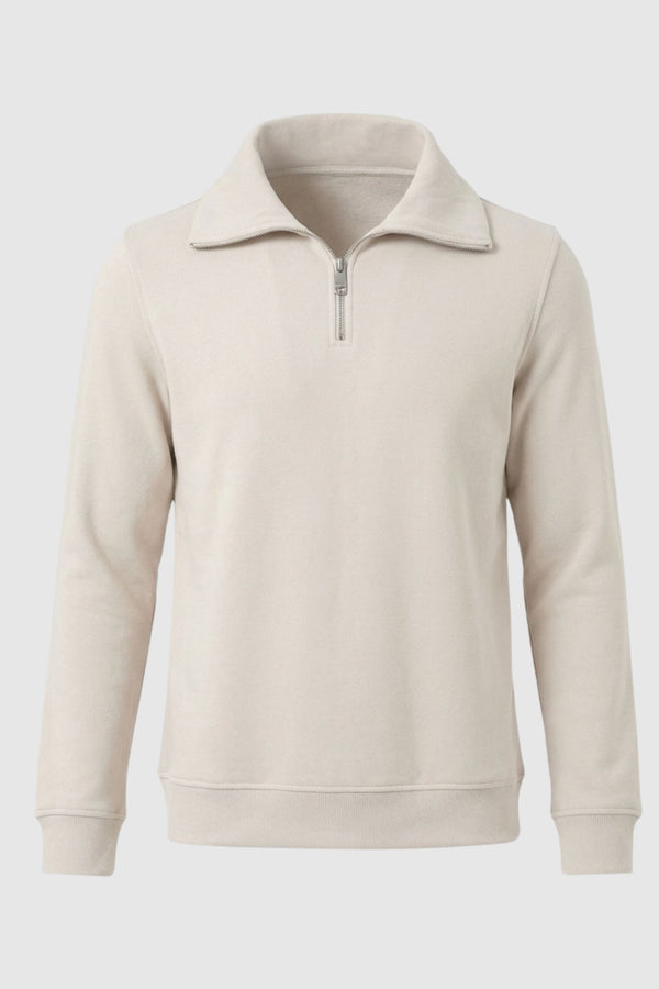 Beige Herrenpullover aus Baumwolle mit weitem Ausschnitt