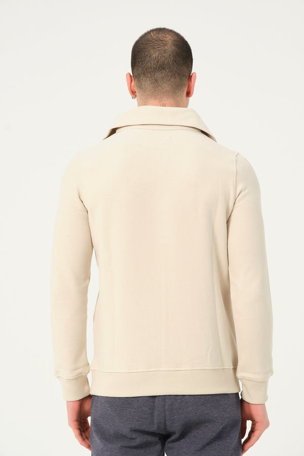 Suéter Beige de Hombre con Cuello Ancho