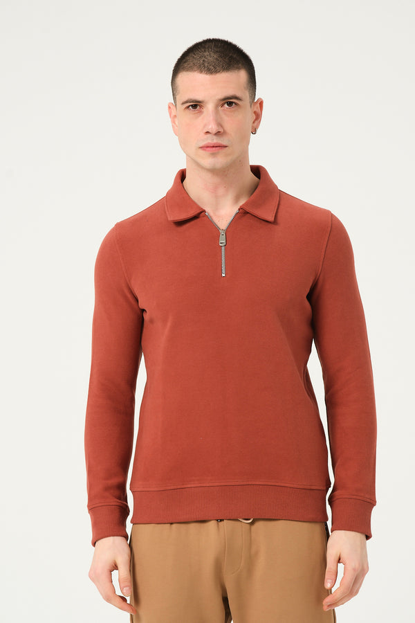 Maglione Rosso da Uomo con Mezza Zip