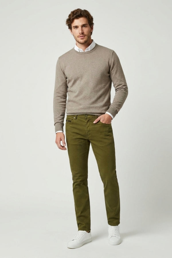 Herren Hose Baumwollstretch Grun