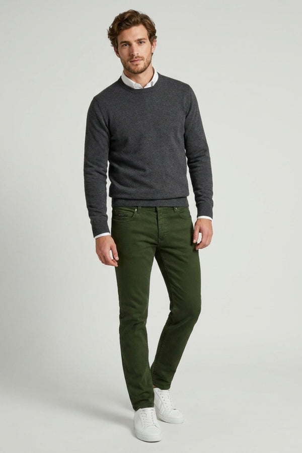 Herren Hose Baumwollstretch Grun