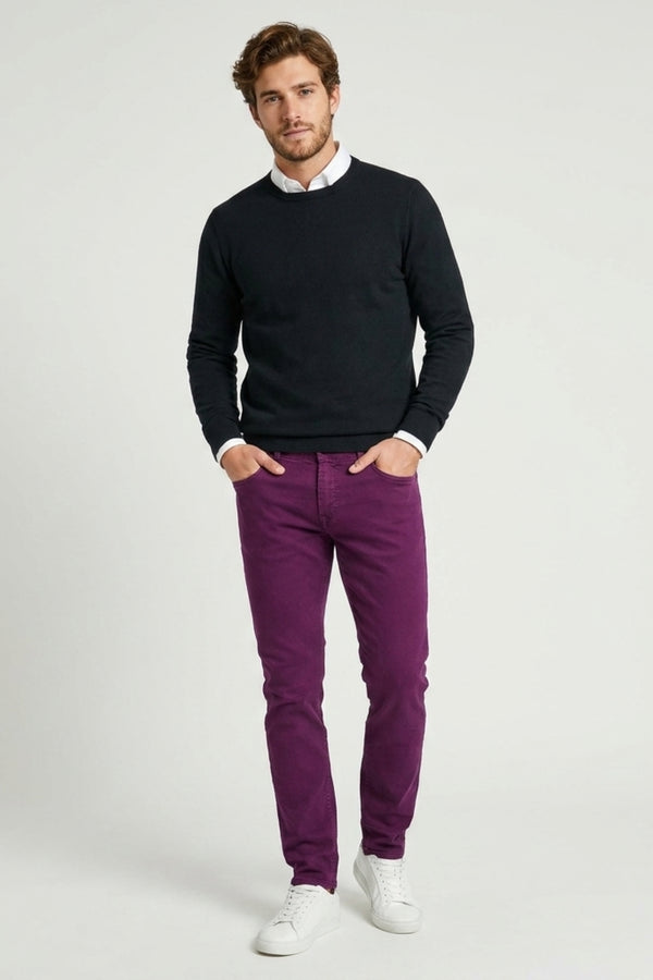 Herren Hose Baumwollstretch Violett