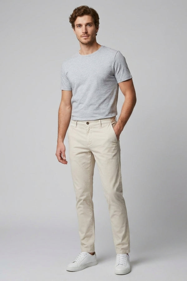 Pantalones Hombre Algodon elástico Beige