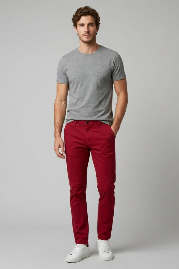 Cotton Stretch Man Pant Red