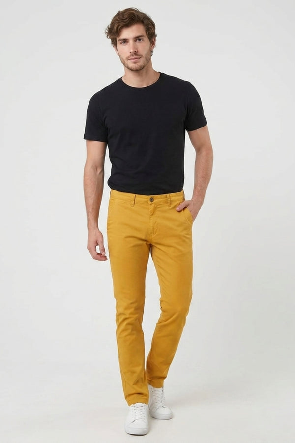 Cotton Stretch Man Pant Yellow