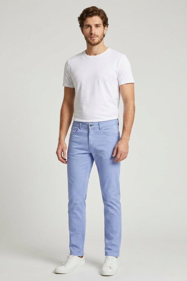 Cotton Stretch Man Pant Light Blue