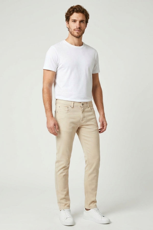 Cotton Stretch Man Pant Beige