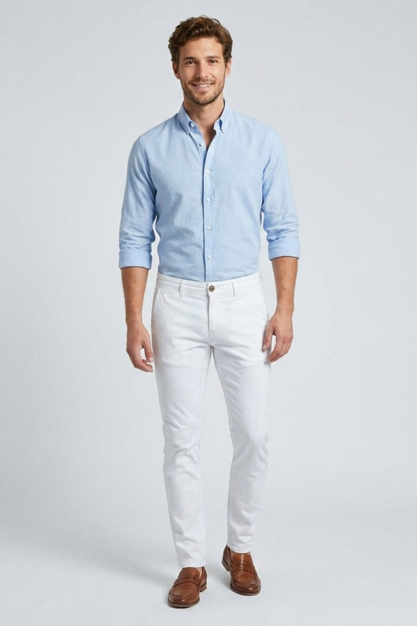 Herren Hose Baumwollstretch Weiss