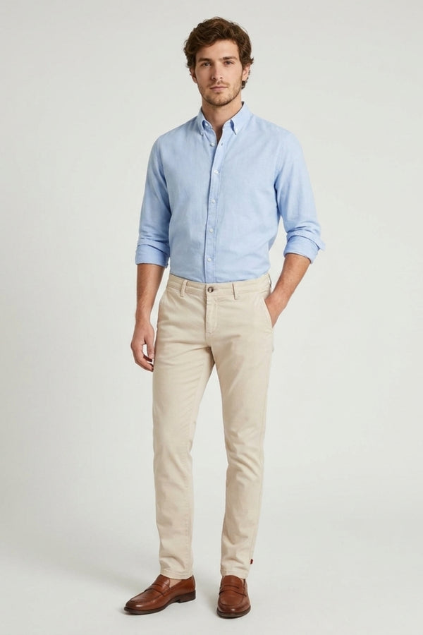 Herren Hose Baumwollstretch Beige