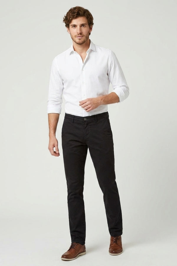 Pantalones Hombre Algodon elástico Negro