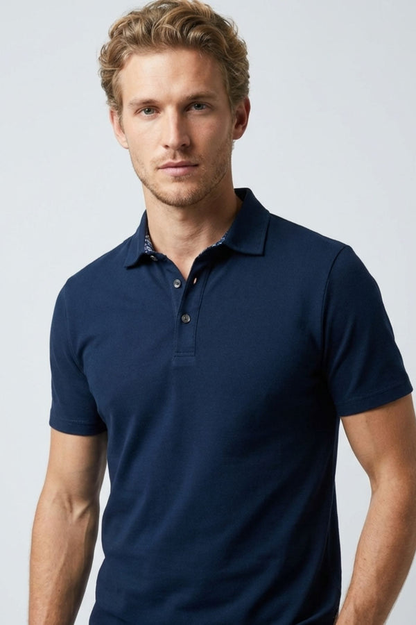 Herren Polo Jersey Blau