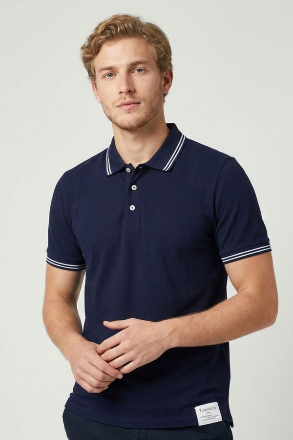 Herren Polo Piquet Blau