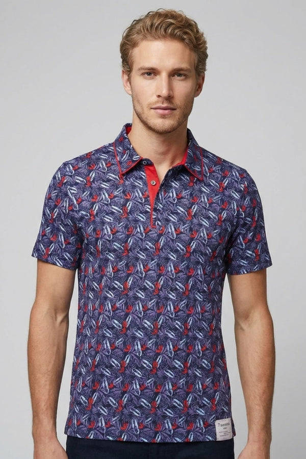 Herren Polo Baumwolle Blau Blau